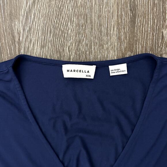 EUC Marcella NYC Reade Top Dark Blue XXXL Draped Tunic Long Sleeve Minimalist - Picture 5 of 16